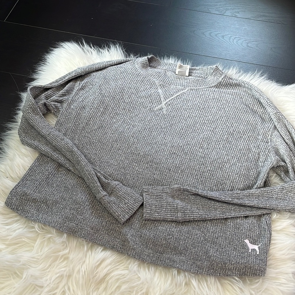 PINK super soft oversized Henley long sleeve top